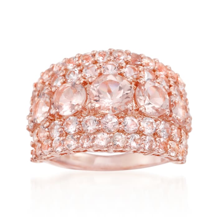 4.10 ct. t.w. Morganite Ring in 18kt Rose Gold Over Sterling