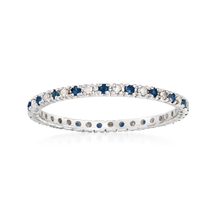 .18 ct. t.w. Sapphire and .13 ct. t.w. Diamond Eternity Band in 14kt White Gold