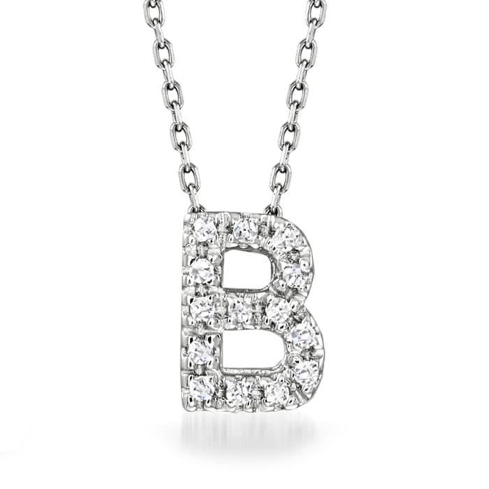 Diamond-Accented Initial Necklace in 14kt White Gold | Ross-Simons