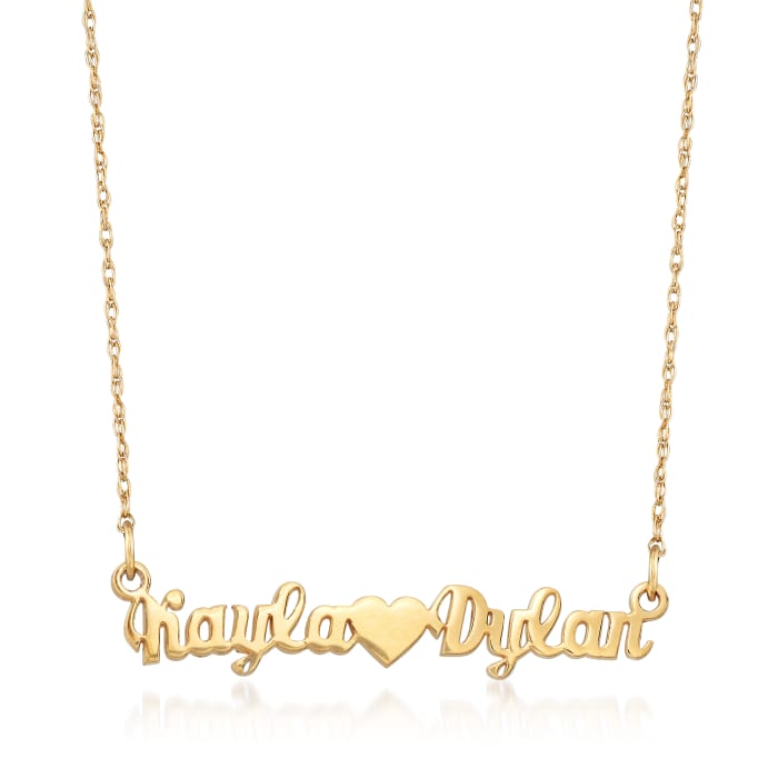 Couple's Monogram Name Necklace in 14kt Yellow Gold