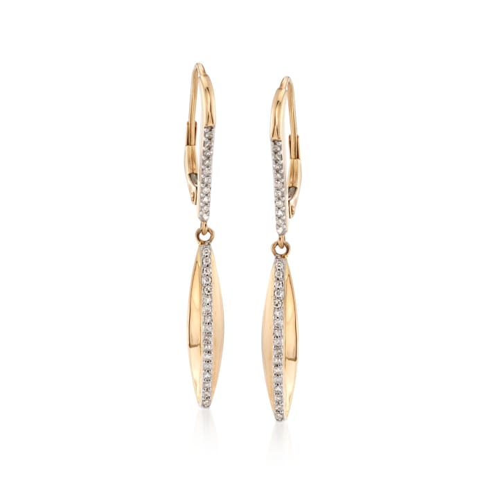 .15 ct. t.w. Diamond Navette Drop Earrings in 14kt Yellow Gold