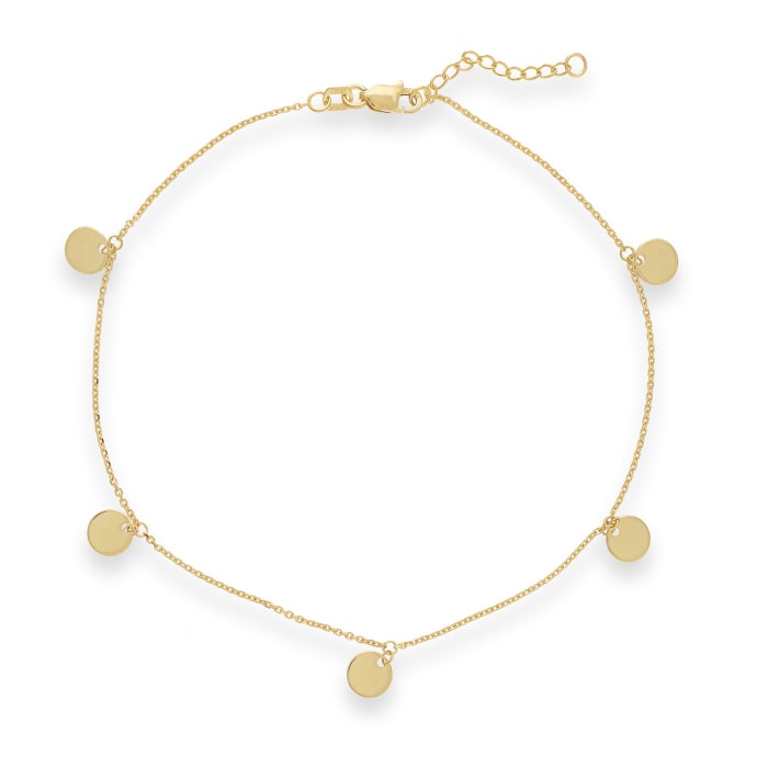 14kt Yellow Gold Five Piece Disc Anklet
