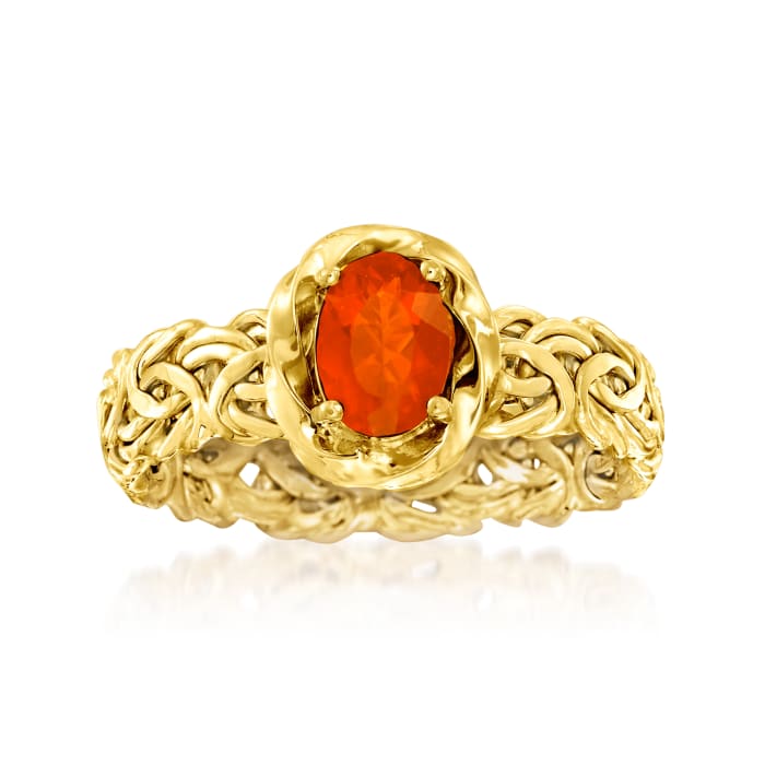 Fire Opal Byzantine Ring in 14kt Yellow Gold