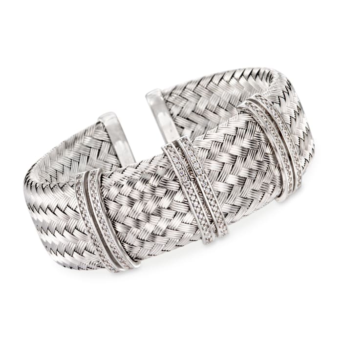 Charles Garnier &quot;Glamour&quot; Italian .60 ct. t.w. CZ Cuff Bracelet in Sterling Silver