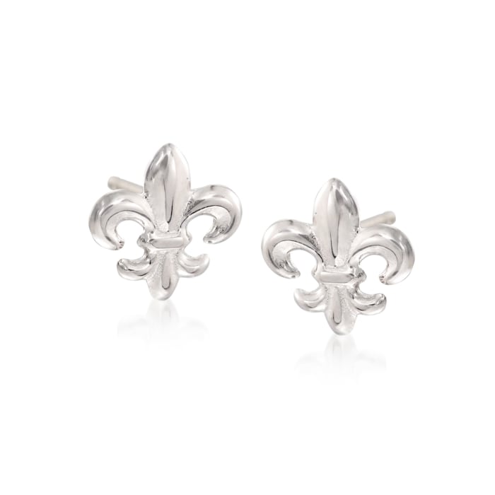 Sterling Silver Fleur-De-Lis Stud Earrings