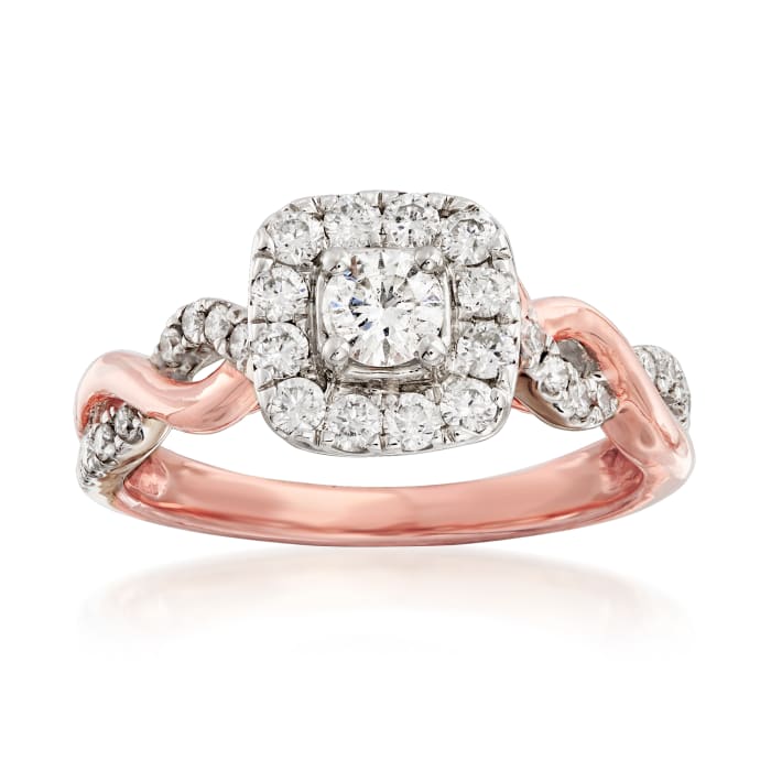 .70 ct. t.w. Diamond Twist-Shank Engagement Ring in 14kt Rose Gold