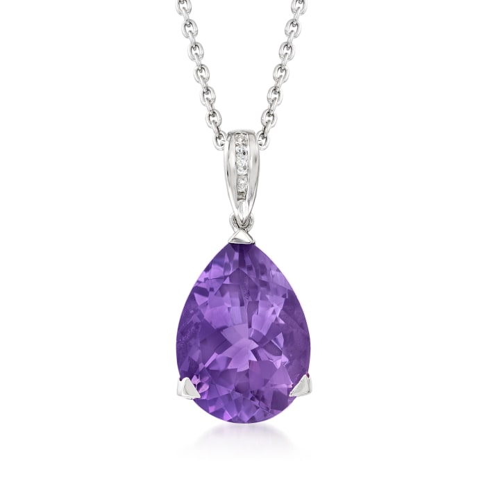 8.25 Carat Amethyst Pendant Necklace with Diamond Accents in Sterling Silver