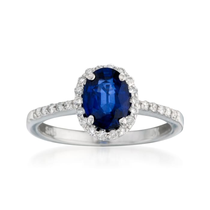 1.50 Carat Sapphire and .20 ct. t.w. Diamond Ring in 14kt White Gold ...