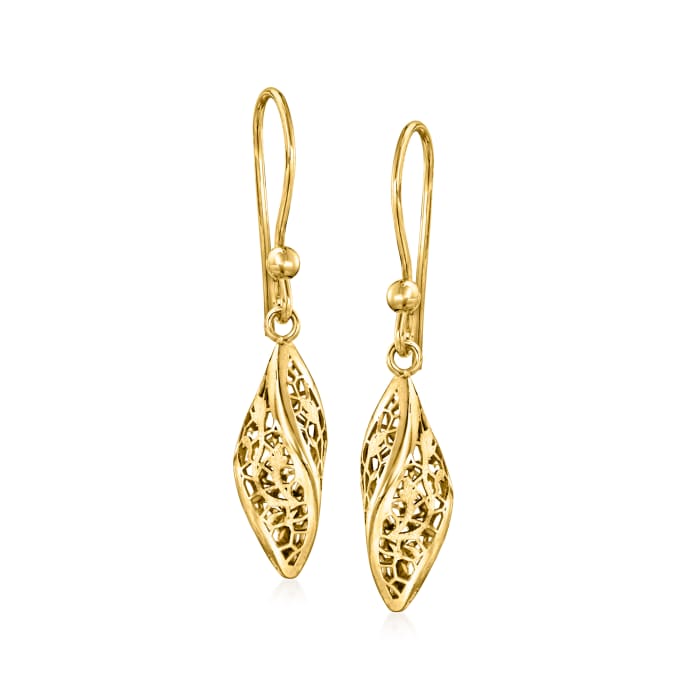 Italian 14kt Yellow Gold Twisted Lace Drop Earrings