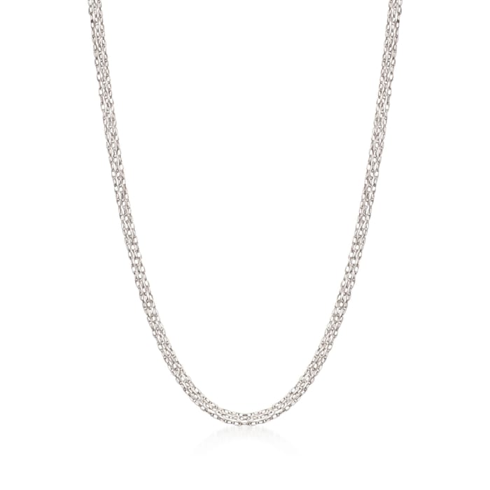 18kt White Gold Three-Strand Rope Chain Necklace