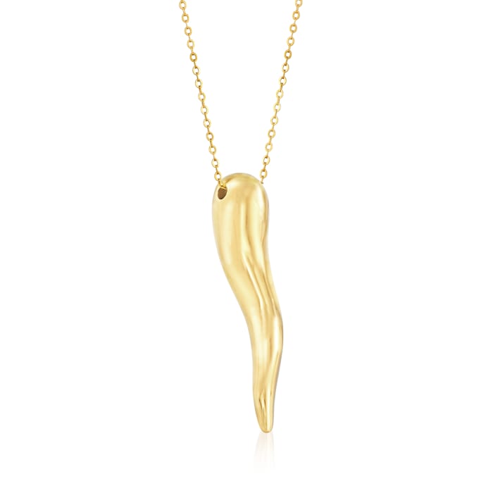 Italian Horn Pendant Necklace in 14kt Yellow Gold