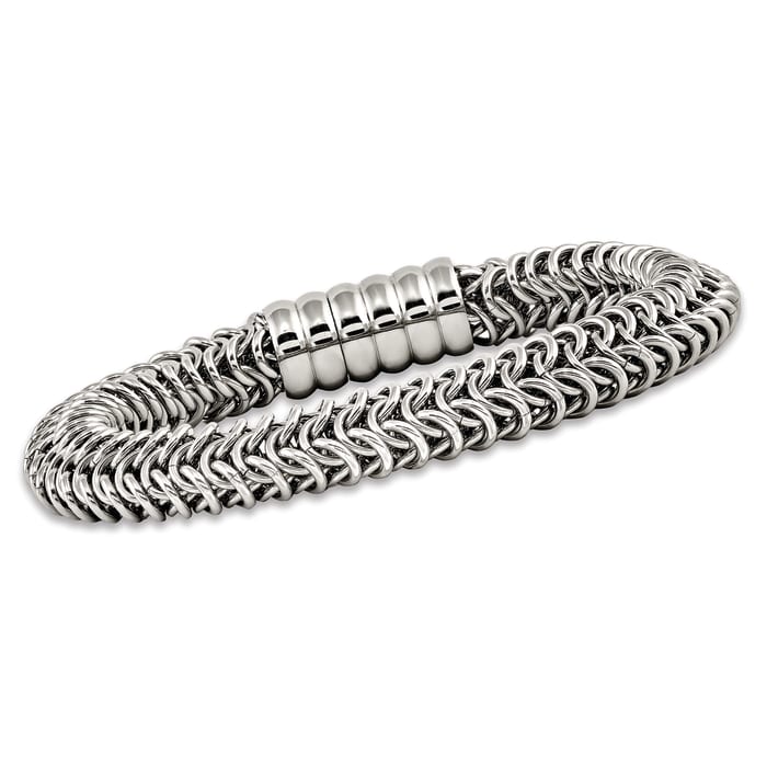 Men's Stainless Steel Polished Wheat Bracelet. 8.25&quot;
