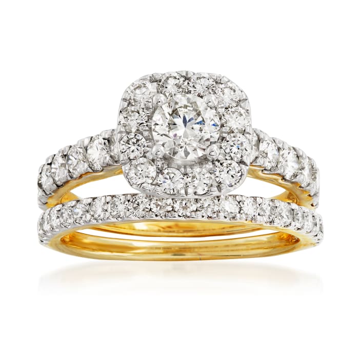2.00 ct. t.w. Diamond Bridal Set: Engagement and Wedding Rings in 14kt Yellow Gold