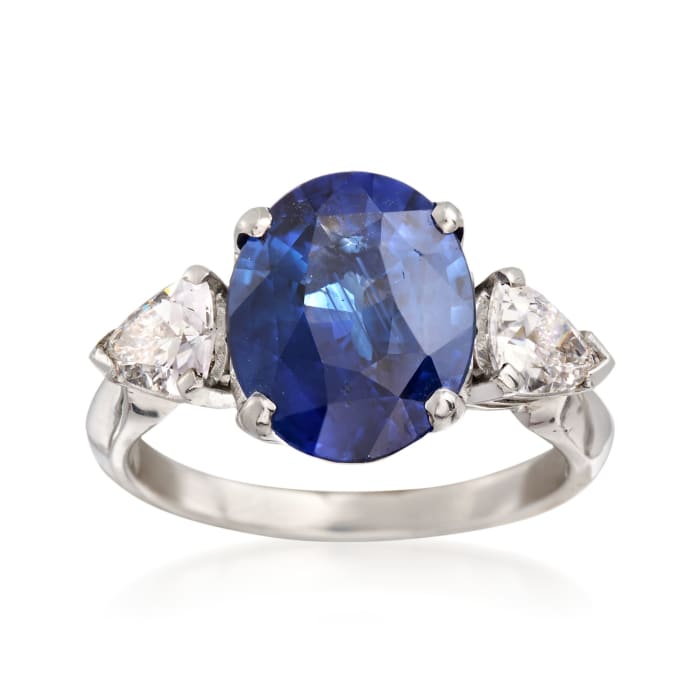 C. 2000 Vintage 3.75 Carat Sapphire and .80 ct. t.w. Diamond Ring in Platinum